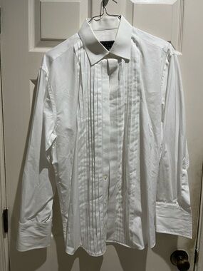 Jos. A. Bank White Pleated-Front Dress Shirt